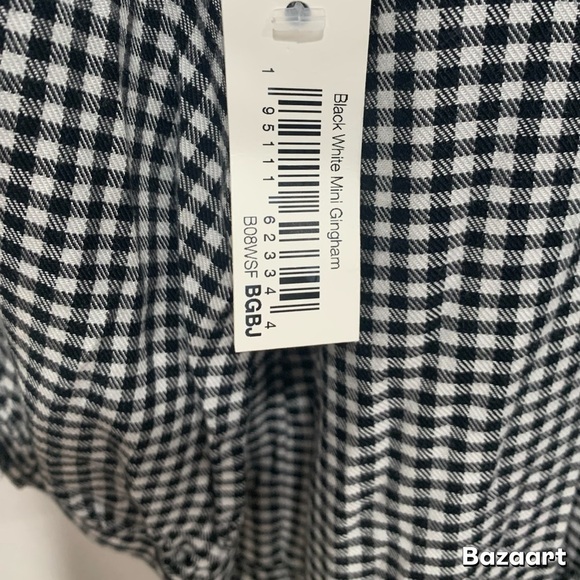 Amazon Essentials Black and White mini Dress Gingham 3/4 Sleeves Sz:Large - Picture 4 of 5